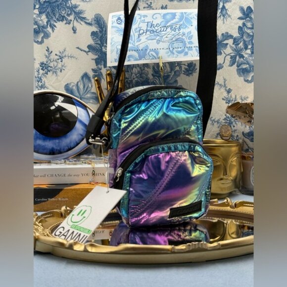 🆕 GANNI 🧿 NWT Mini Iridescent Recycled Tech Crossbody Bag - Picture 3 of 14